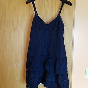 Vintage Abercrombie and Fitch Navy lace trimmed summer dress Sz XS